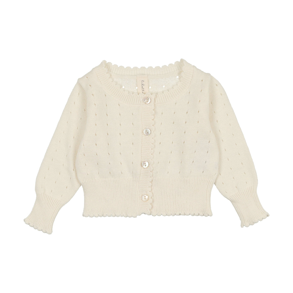 Lilette Cream Dotted Open Knit Cardigan – Buttons and Bows