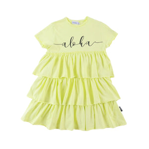 Loud Apparel Shadow Lime Vera Tiered Layers Dress