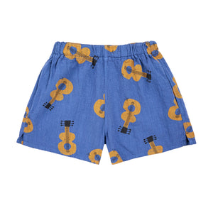Bobo Choses Navy Blue Acoustic Guitar All over Woven Shorts