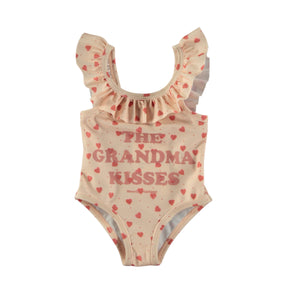 Tocoto Vintage Pink Heart Ruffles Grandma Baby Swimsuit
