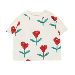 The Campamento Ecru Tulips Short Sleeve Baby T-Shirt & White Tulips Allover Bloomer Set
