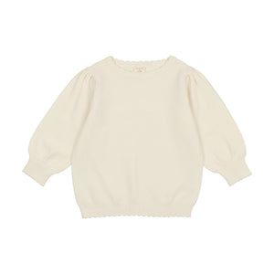 Lil Legs Cream Knit 3/4 Sleeve Sweater