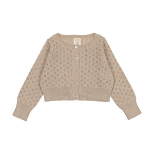 Lil Legs Taupe Pointelle Knit Cardigan