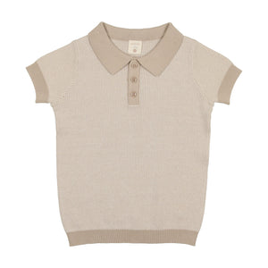 Lil Legs Taupe Stripe Knit Polo