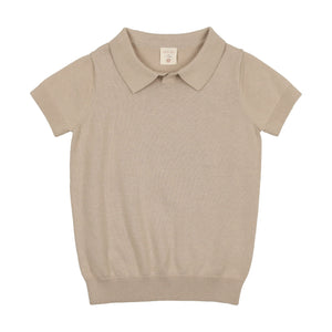 Lil Legs Taupe Knit Polo