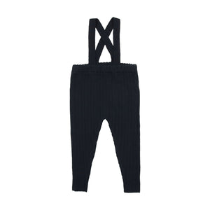 Coco Blanc Navy Ribbed Knit Overalls