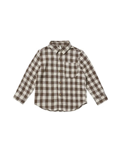 Rylee + Cru Charcoal Check Collared Long Sleeve Shirt
