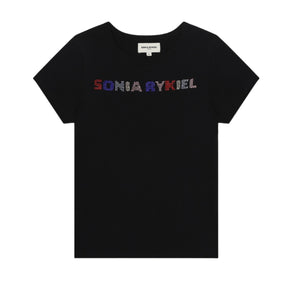 Sonia Rykiel Black Cristl Multi Logo Tee