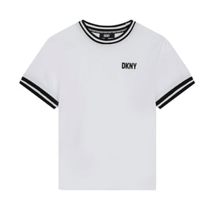 DKNY White Short Sleeves T-Shirt w/ Trim