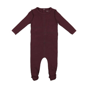 Bee and Dee Plum Ribbed Open Stitch Footie with Beanie