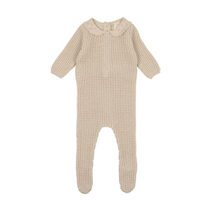 Lil Legs Natural Pointelle Collar Knit Footie