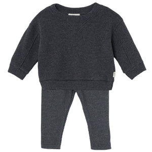 My Little Cozmo Dark Grey Knit Baby Sweater & Legging Set