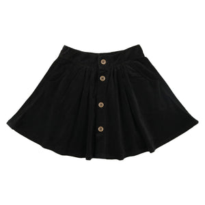 Kin Kin Black Cordaroy Buttoned Skirt