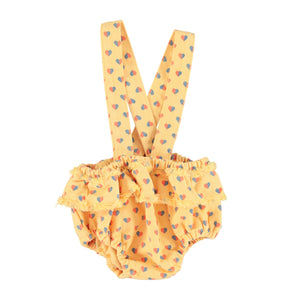 Piupiuchick Yellow w/ Hearts Allover Baby Bloomers w/ Straps