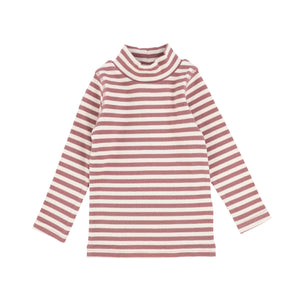 Lil Legs Rosewood / Stone Striped Mock Neck