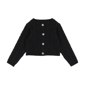 Lil Legs Black Cable Knit Cardigan