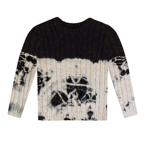 Crew White Cable Dip Dye Sweater