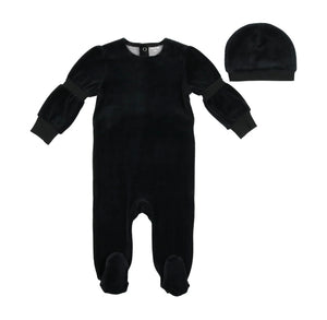 Bee and Dee Black Combination Footie and Beanie