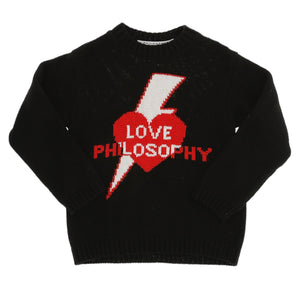 Philosophy Black Logo Heart Detail Sweater