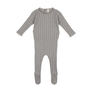 Lilette Slate Pointelle Knit Footie