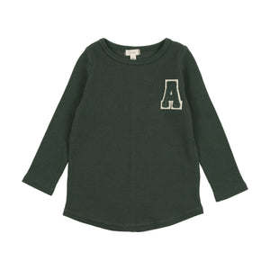 Lil legs Green Ribbed Applique Tee