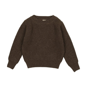 Lil Legs Heather Brown Chunky Knit Sweater