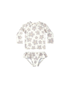 Rylee + Cru Retro Floral Rashguard Girls Set