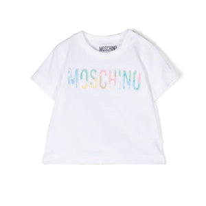 Moschino Optic White Embroidery Watercolor Logo T-shirt