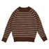 Belati Chocolate Brown Striped Waffle Sweater
