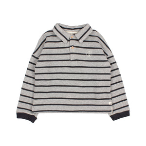 Buho Grey-Navy Stripes Collar Sweatshirt