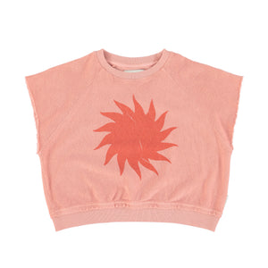 Piupiuchick Light Pink w/ Red Sun Print Sleeveless Sweatshirt